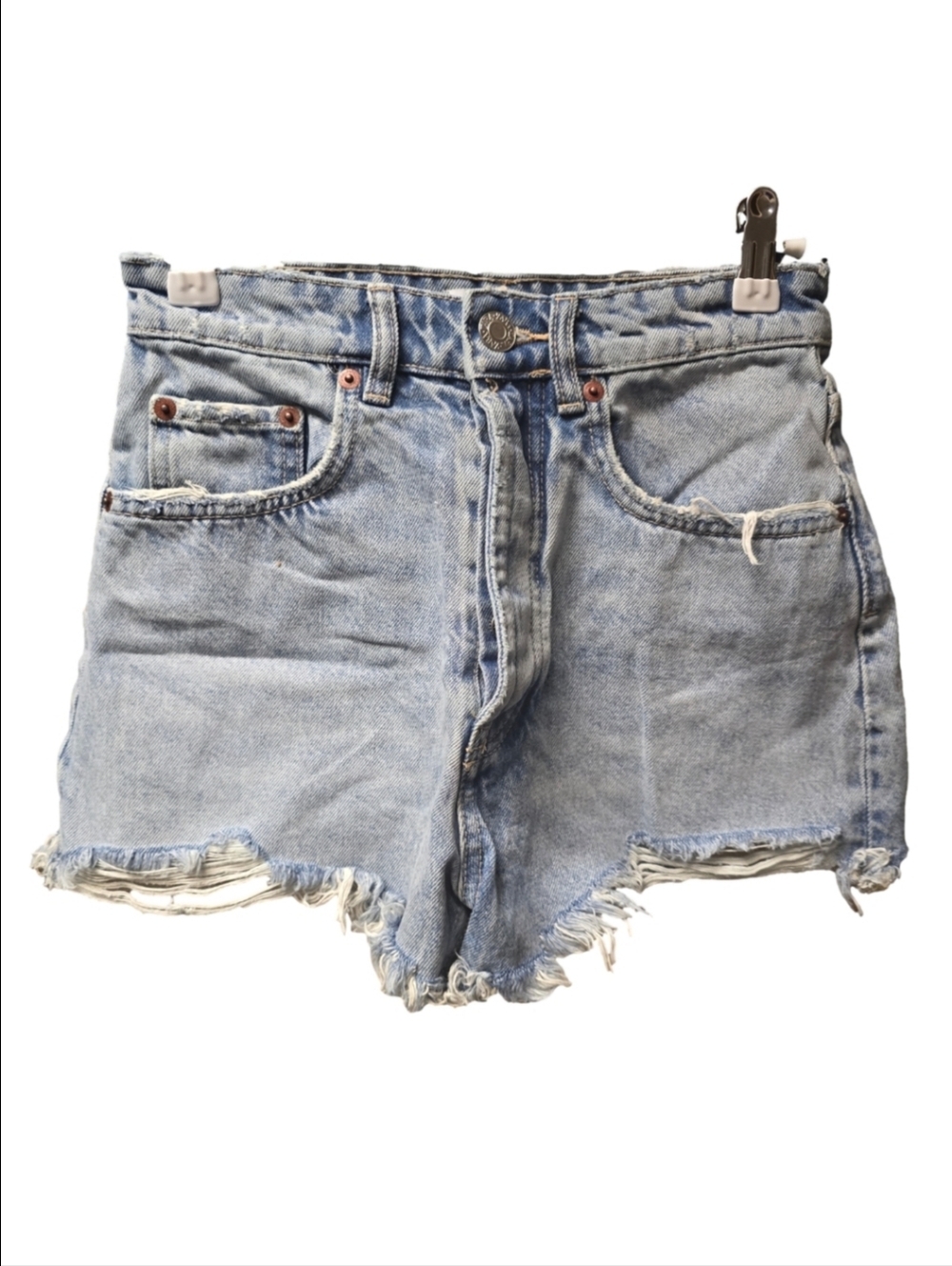 Zara Button Fly Light Blue Distressed Denim Cutoff Shorts Sz.2